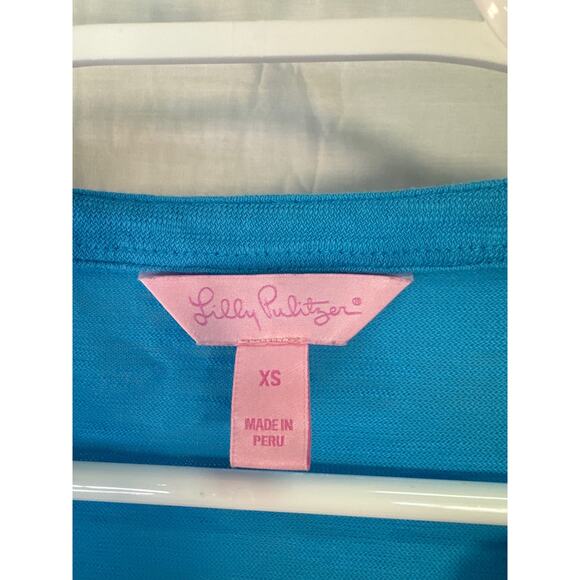 Lilly Pulitzer Tunic Blue Long Sleeve Cotton Shirt XS - Picture 2 of 4